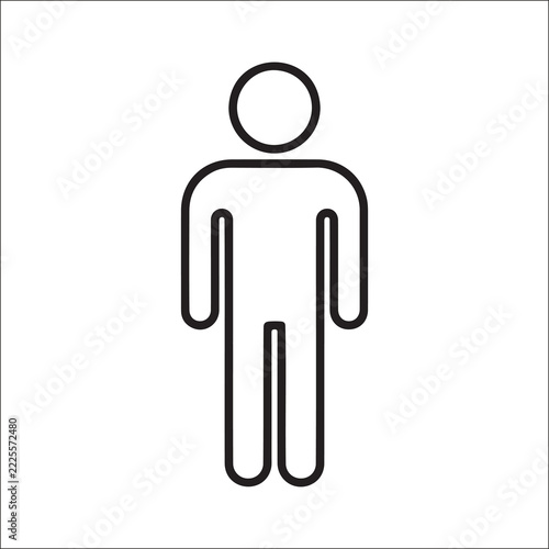 Minimalist human figure icon, generic person silhouette symbol, simple black pictogram design, universal user avatar representation, public information and wayfinding icon, clean flat vector illustrat