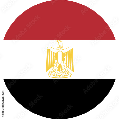 Egypt flag circle sticker, icon, background. National flag of Egypt round badge, button. Egyptian flag.