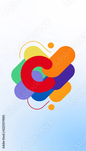 Playful abstract shapes forming letter C with vibrant gradient colors for branding logos.
