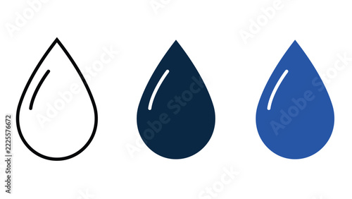 Water drop icons set outline filled liquid droplet symbol vector