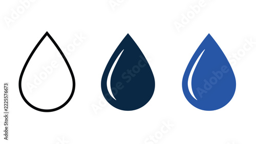 Water drop icons set outline and filled vector illustration