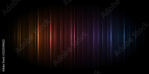 Vertical glowing light streaks in a gradient spectrum of orange, red, purple, and blue against a deep background
