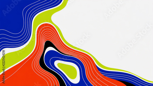 Bold Flowing Topographic Contours in Vermilion and Ultramarine — Abstract Background