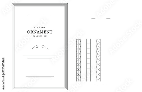 Vintage ornament collection vector template with decorative borders and frames