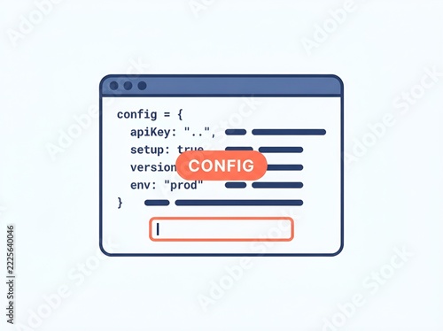 Software configuration window featuring code lines and a highlighted setting panel designed to represent modern programming and development tools.
