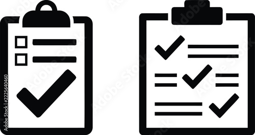 Clipboard Task Tracking and Document Approval Icons