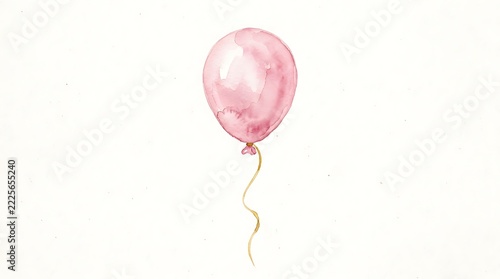 Balloon floats gently with a curly ribbon against a plain backdrop.