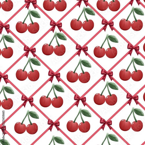 White, red, white, and purple cherry pattern.