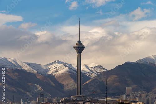 Special view of the city of Tehran and Milad Tower