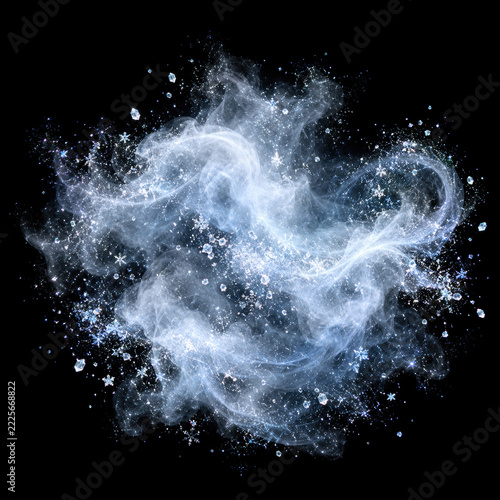 Magic dust fairy powder sparkling smoke mystical swirl crystal snow star particle fantasy cloud glowing mist ethereal magic scene, dreamy