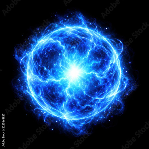 Energy explosion plasma particle science abstract blue glowing Electric blue energy explosion with swirling plasma particle core, glowing abstract