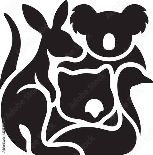 Australian Animal Logo Vector featuring kangaroo koala and wombat