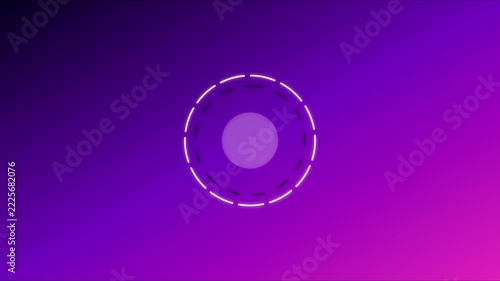 Minimalist loading spinner animation with pulsing circle on vibrant purple gradient background progress