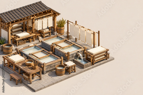 Handmade Paper Studio Isometric Illustration