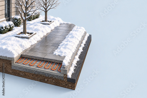 Snow Melt Sidewalk Isometric Illustration