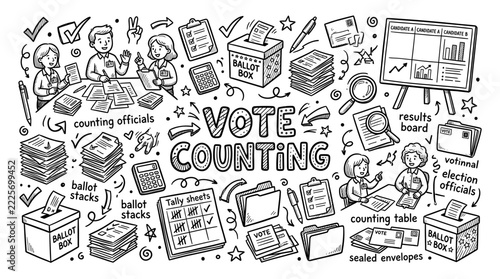 Vote counting doodle sketch