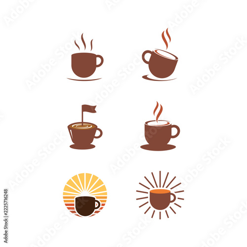 Coffee cup logo icon flat design