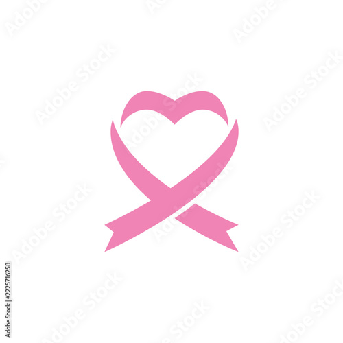Pink heart ribbon breast cancer awareness symbol