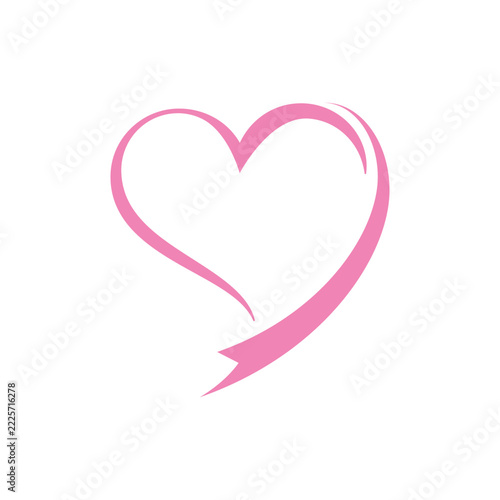 Pink heart ribbon breast cancer awareness symbol