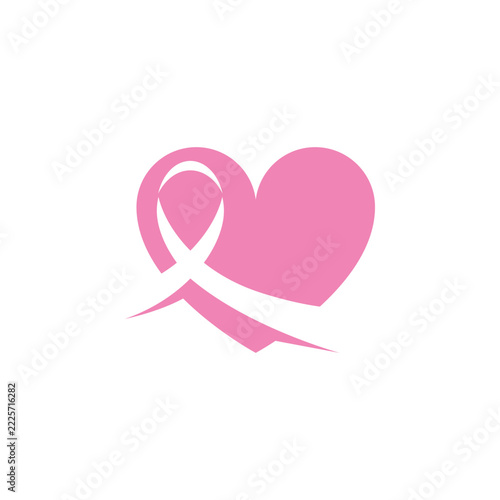 Pink heart ribbon breast cancer awareness symbol
