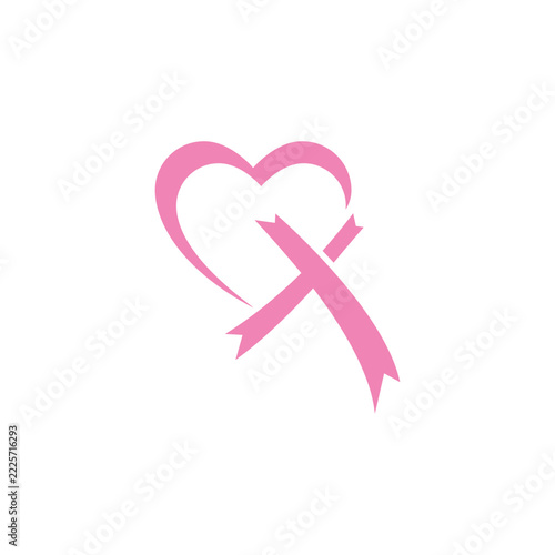 Pink heart ribbon breast cancer awareness symbol