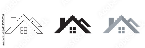 Real estate roof logo vector set isolated on white background