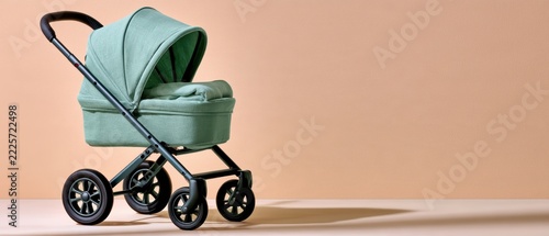 Unbranded Compact Baby Stroller on Seamless Warm-Cream Studio Background