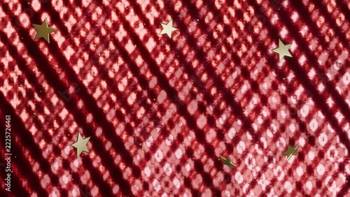 Gold Stars on Cranberry Hammered Foil