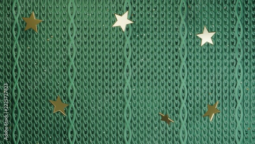 Gold Stars on Forest Green Cable Knit