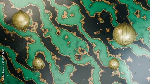 Gold Baubles on Emerald and Gold Marble