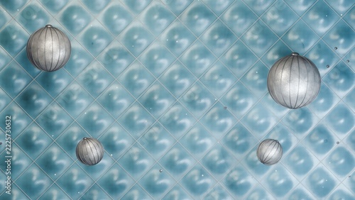 Silver Baubles on Icy Blue Diamond Quilt