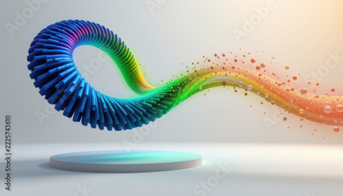 Vibrant Twisting Helix Sculpture with Dynamic Energy Scene