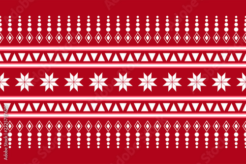 Traditional Red and White Ethnic Geometric Border Pattern Vector