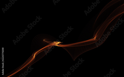 Dark abstract background with a glowing abstract waves