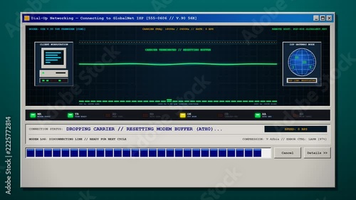Vintage Dialup Modem Carrier Handshake with Copy Space for Telecom History.