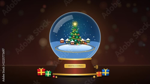 Magical Snow Globe Christmas Village with Copy Space for Holiday Promo.