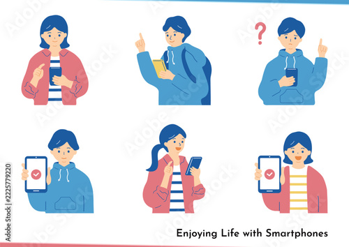 スマートフォンを使う男女
