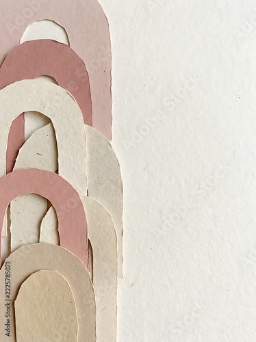 Layered Paper Arches in Earthy Tones on Textured Off-White Background
