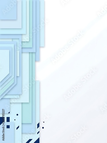 Abstract Blue Geometric Layers with Rectangular Shapes and Dots