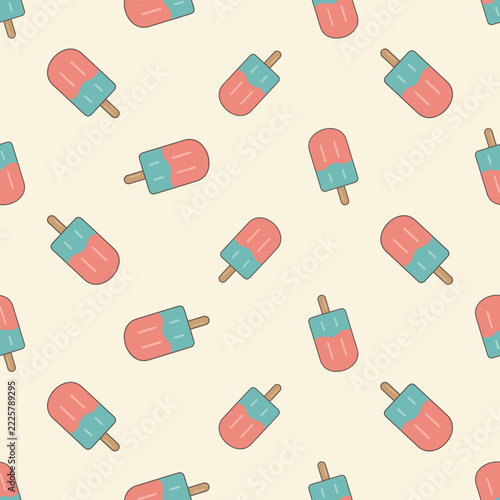 Seamless Retro Popsicle Pattern with Pink and Teal Ice Cream Icons