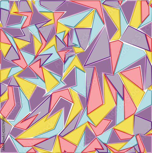 Abstract fragmented geometric polygon pattern in retro muted colors