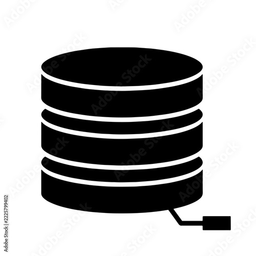 Database storage server disk and cable vector illustration