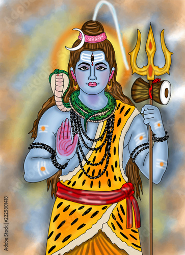 hand drawn digital art of lord shiva