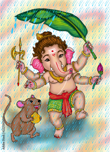 hand drawn digital art of lord ganesha