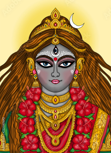 hand drawn digital art of goddess kalika
