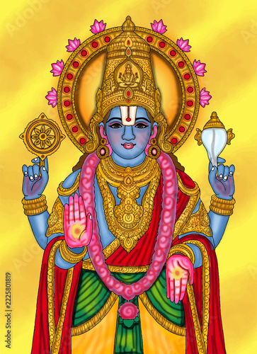 hand drawn digital art of lord vishnu