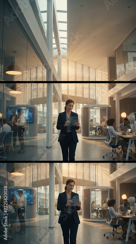 Businesswoman Using Tablet in Modern Office Environment
