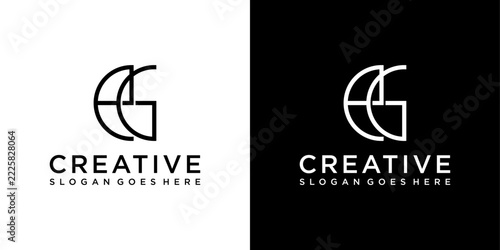 EG or GE initial letter logo design vector