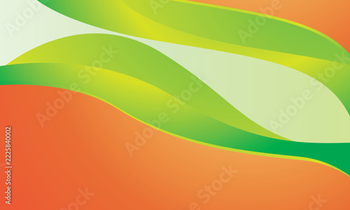 Green and Orange Flowing Wave Background with Layered Curves