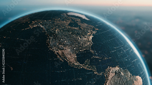 Stunning Aerial View of Earth at Night Highlighting City Lights and Natural Landscapes
